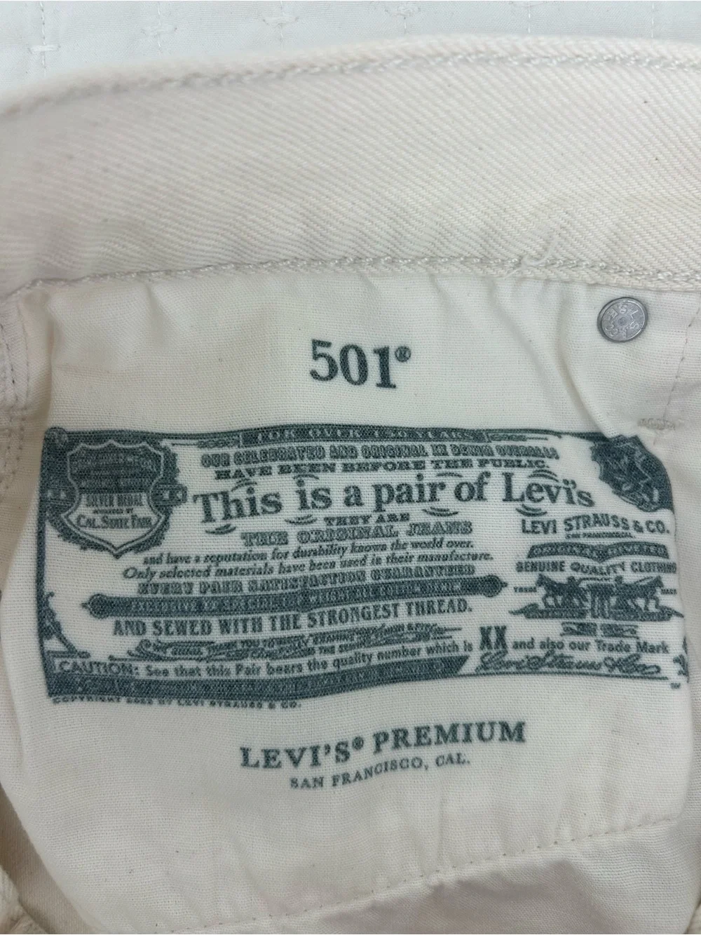 Levi’s White Denim Shorts 501